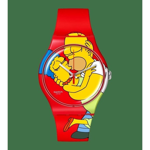 NIB Swatch X Simpsons Watch Valentines Day SWEET EMBRACE - SO29Z120 - Picture 1 of 4